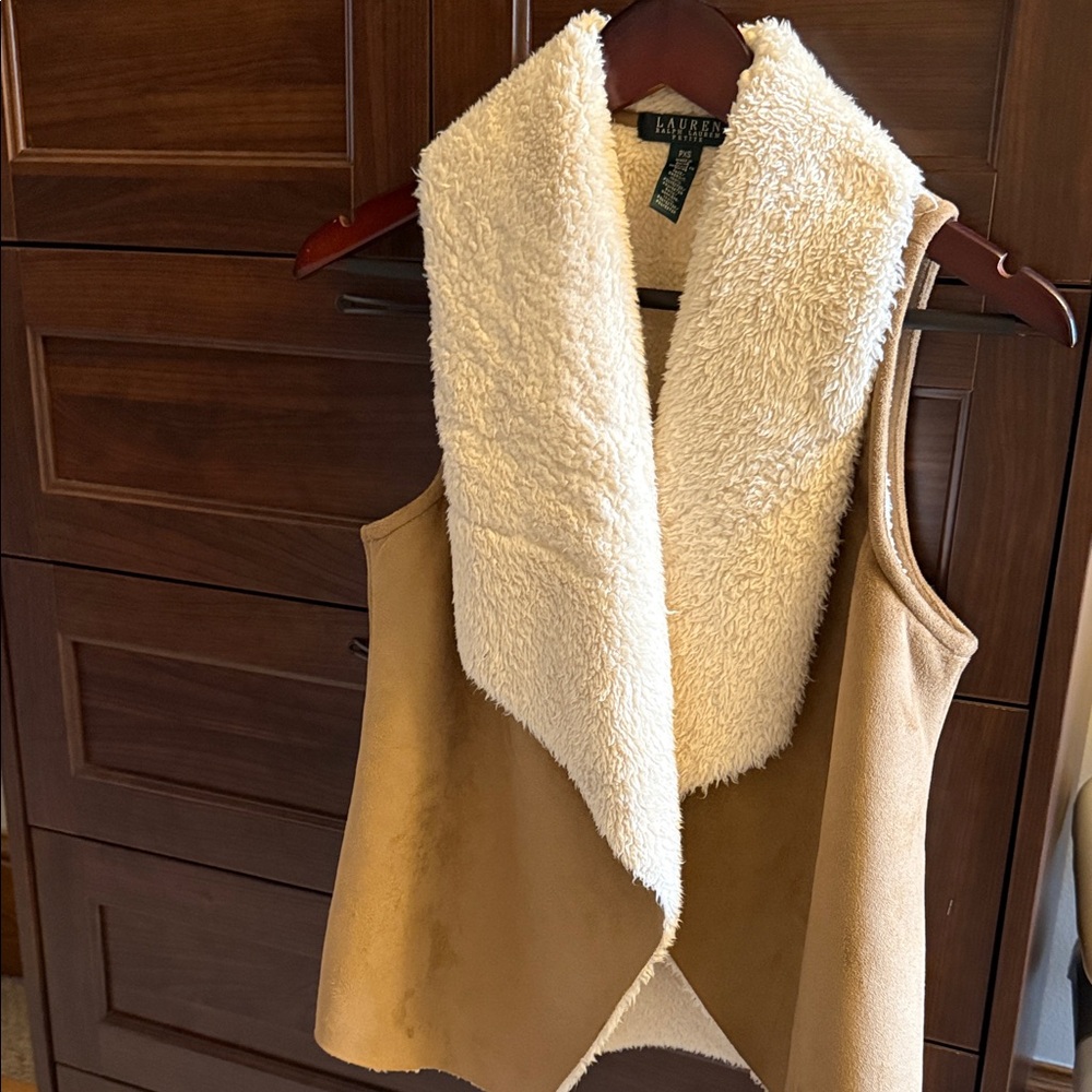Ralph Lauren Faux Shearling & Tan Suede Vest
